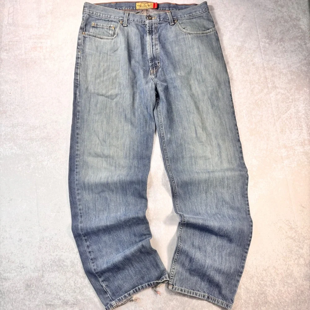 Vintage Y2K Old Navy Baggy Wide Leg Jeans 38x34 Distressed Skater Grunge Denim
